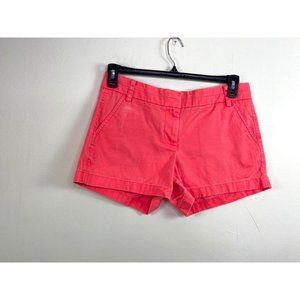 J Crew Womens Chino Shorts Pink  Mid Rise Flat Front Cotton 6 j2